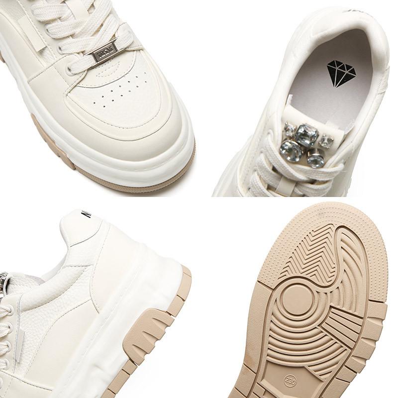 Spring New Board Shoes Niche Autumn and Winter Platform Leather Little White Shoes Casual Breathable Women's Shoes Versatile Sports Heightening Shoes