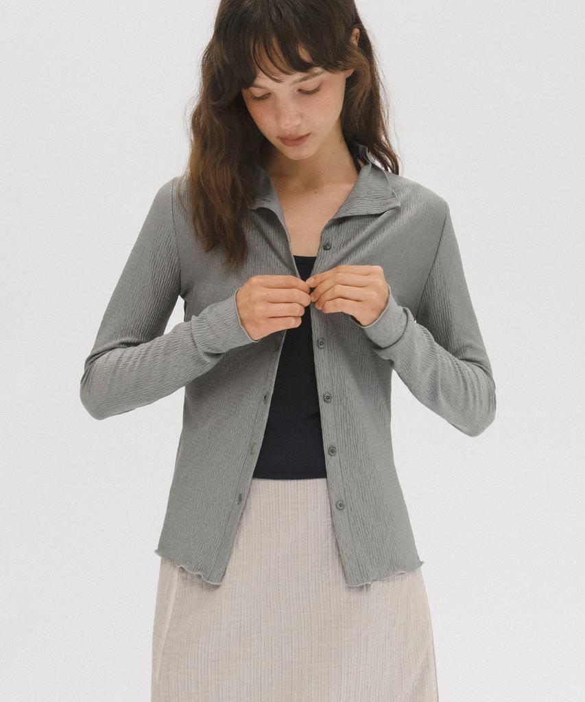 ANDNEEDS Pomi Pleats Blouse (Light Gray)