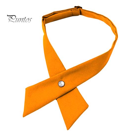 Women Shirt Tie Solid Color Design Easy Buckle Fastening Criss-Cross Design Neck Tie Graduation Work Uniforms Student Tie