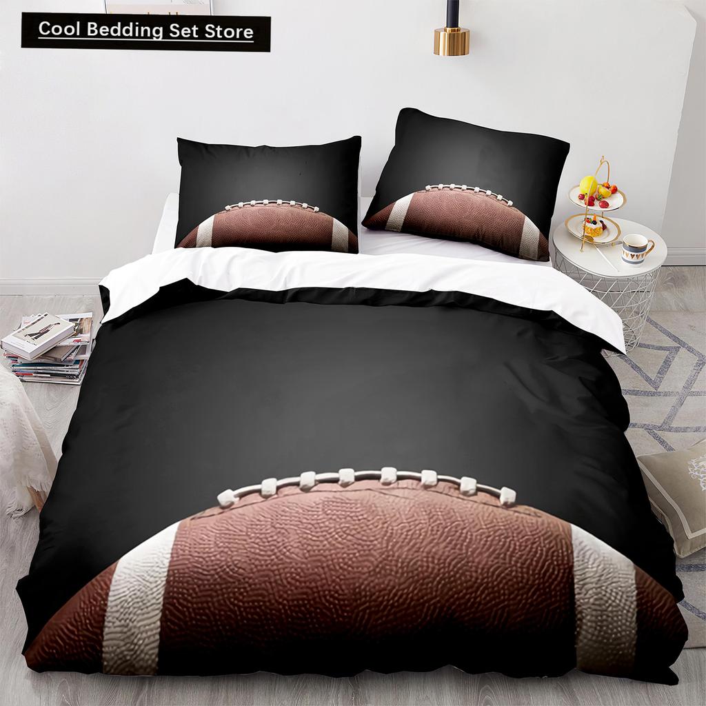 Американский футбол King Queen Пододеяльник с рисунком игрока в регби Комплект постельного белья для детей, подростков, взрослых, мяч, спорт, полиэстеровый пододеяльник