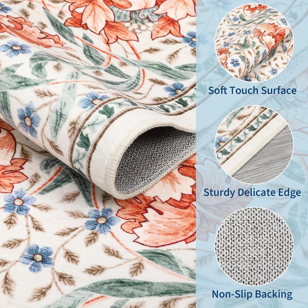 Коврик-дорожка для прихожей, мягкий коврик с цветочным рисунком для кухни, моющийся, нескользящий, длинный ковер для коридора, прикроватный коврик для спальни, коврик для ванной, прачечной