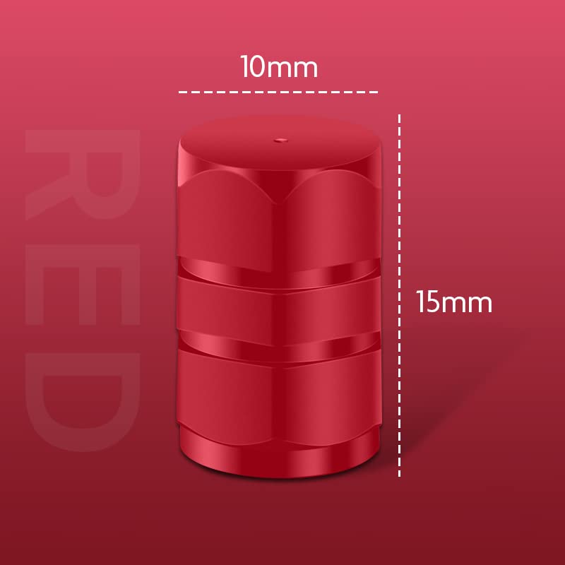 waves Tire Air Valve Cap Aluminum Set of 4 Car Motorcycle (Red)