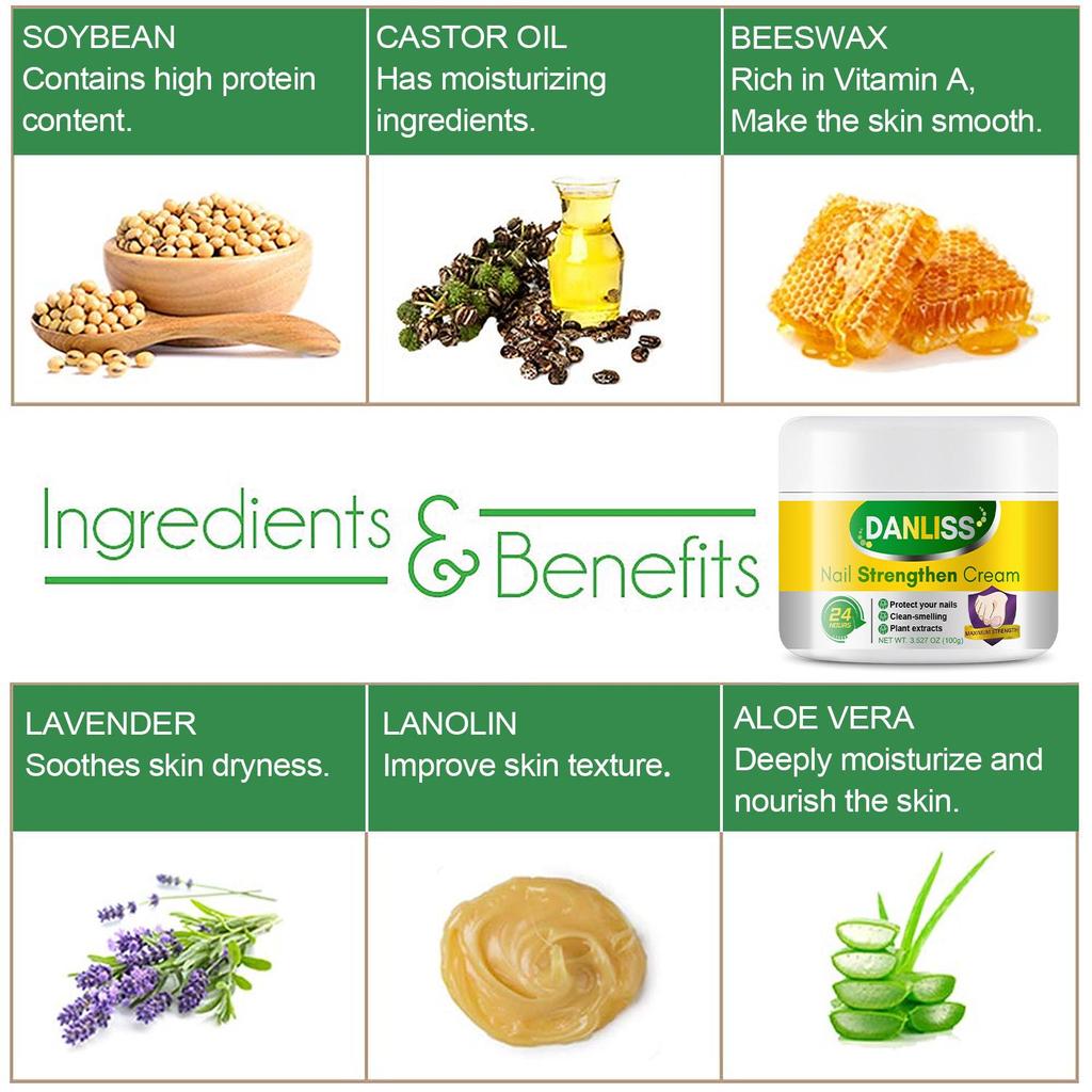 Крем для укрепления ногтей - Улучшает, обесцвеченные толстые ногти и Удаляет пятна с ногтей - СОЕВОЕ МАСЛО, КАСТОРОВОЕ МАСЛО, ПЧЕЛИНЫЙ ВОСК, ЛАВАНДА, ЛАНОЛИН, АЛОЭ ВЕРА - 100 г