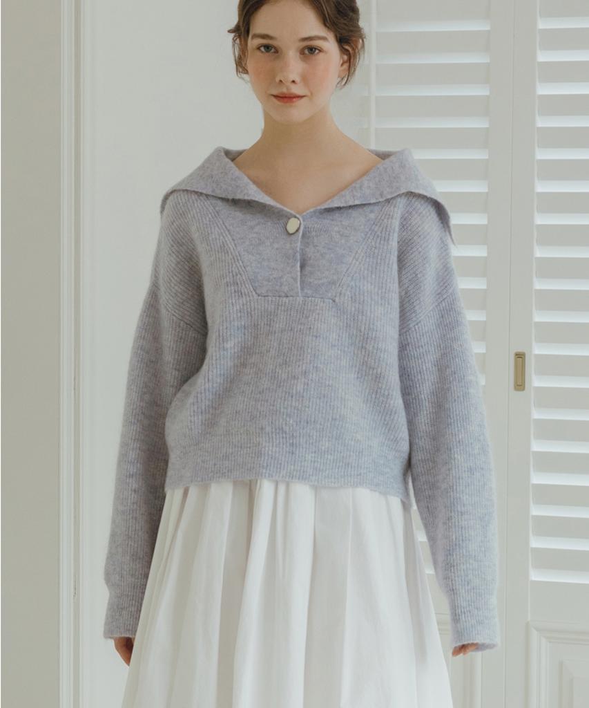 KNIZURE Mohair Wide Collar Pullover_2 Colors