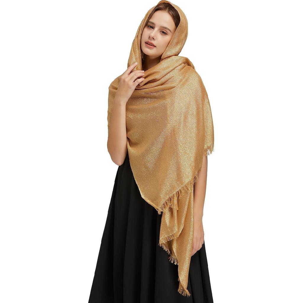 Women's Sparkling Metallic Evening Shawl Lightweight Shawl Extra Large Dressy Shawls and Wraps for Party