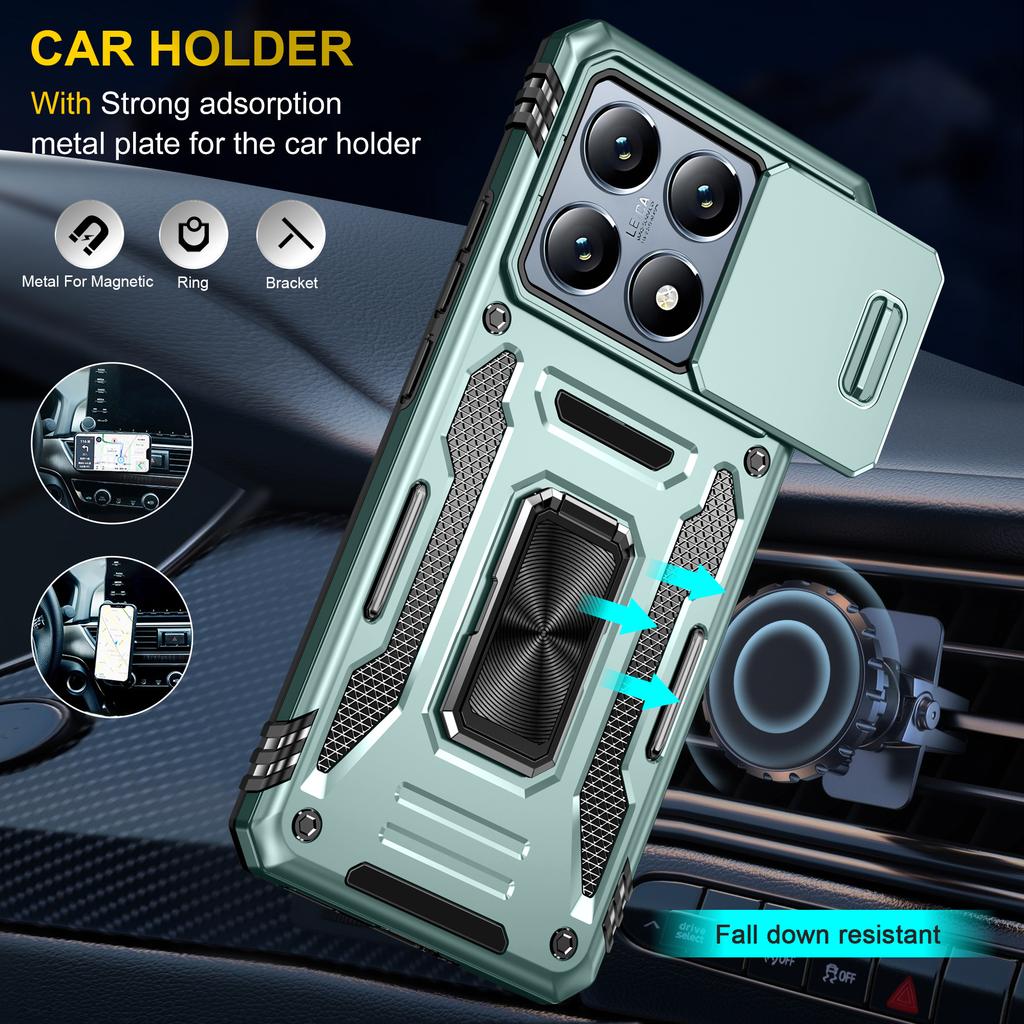 For Xiaomi 14T Case Kickstand Slide Lens Lid PC+TPU Drop