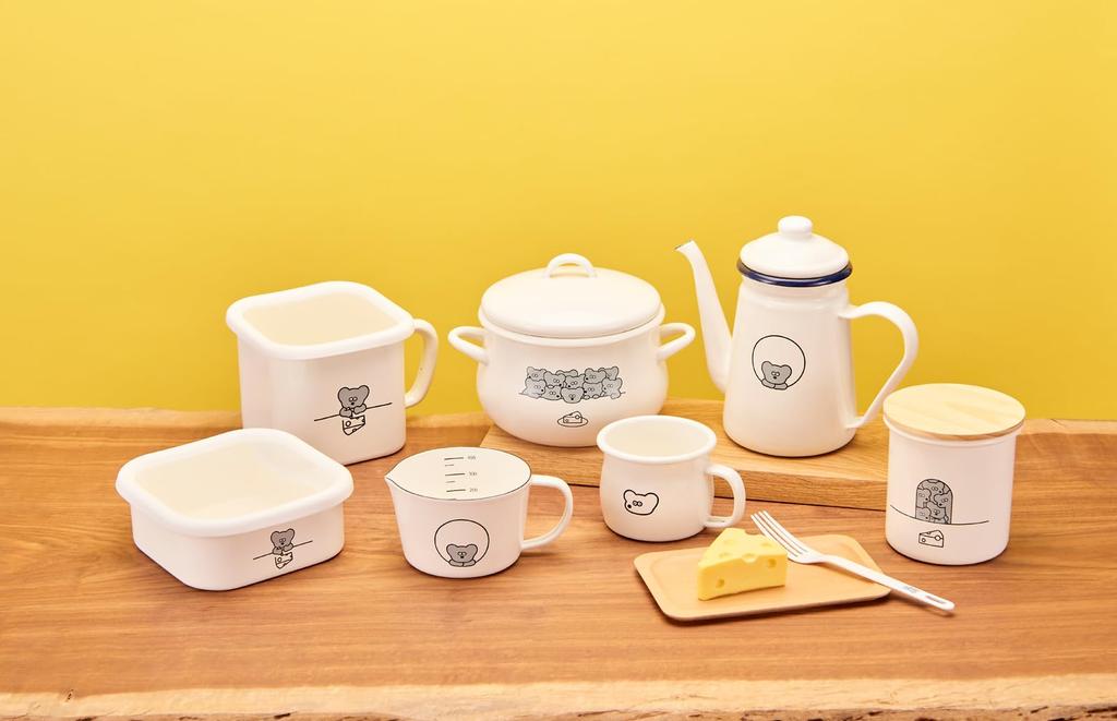 Toyo Horo ANDY THE MOUSE Enamel Canister, White, Size: Approx. W10.8 D10.8 H11.1 AMJ-2313