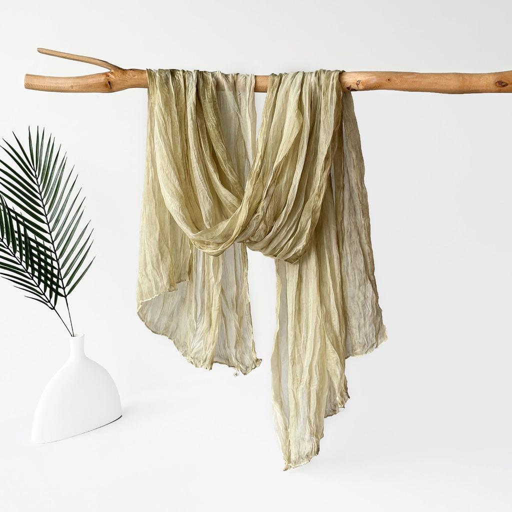 Maracia Headscarf Spring and Autumn Solid Color Cloud Pattern Folded Scarf Monochrome Thin Gauze Shawl Shawl