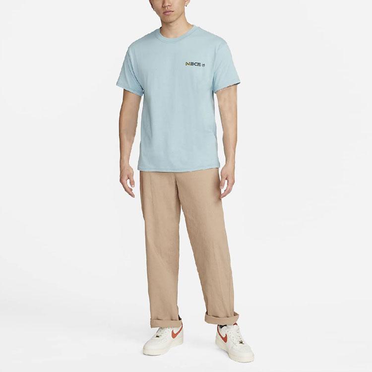 Nike Футболка с коротким рукавом и круглым вырезом с рисунком из мультфильма SS22, мужские топы небесно-голубого цвета DR7762-494