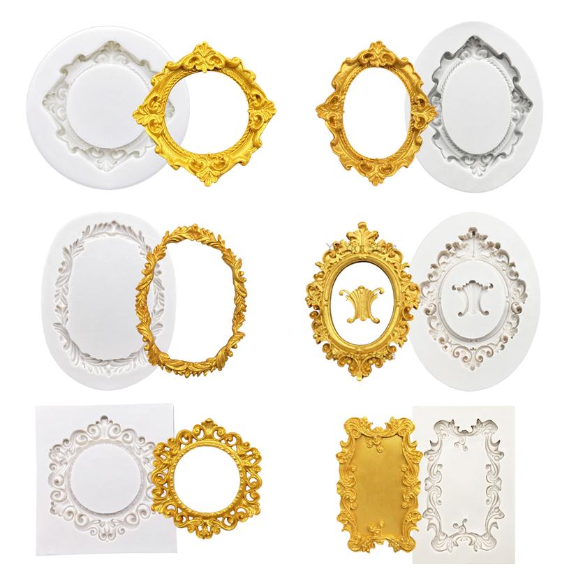 Po Frame Mirror Силиконовая форма Инструменты из смолы Сахарная поделка Форма для выпечки кексов Инструменты для украшения тортов из помадки