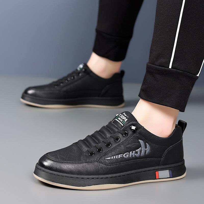 Осень и Зима Мужские Слипоны из Натуральной Кожи в Корейском Стиле - Дышащие, Нескользящие, Универсальная Повседневная Обувь