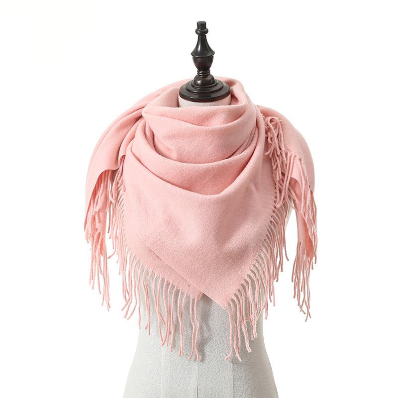 New Solid Color Wool Square Scarf Women's Imitation Cashmere Autumn and Winter Warm Scarf Cashmere Shawl