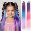 Purple Red Pink Tinsel Ponytail Extension with Elastic Hair Tie Synthetic Braiding Hair For Kids Girls Crazy Hair Day Brave Hair