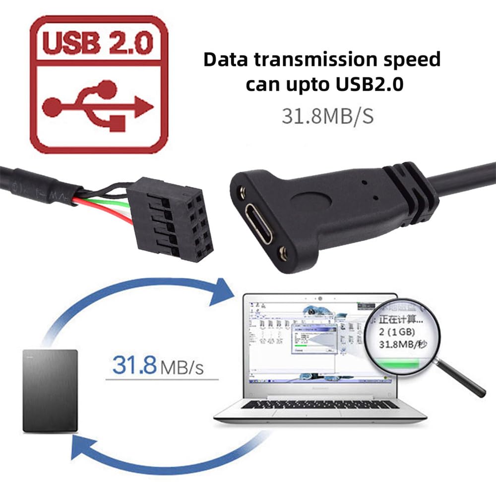 Xiwai Однопортовый кабель-переходник USB Type C Female на разъем USB материнской платы с кронштейном 20 см 3.1 USB-C 2.0 9-контактный 10-контактный,