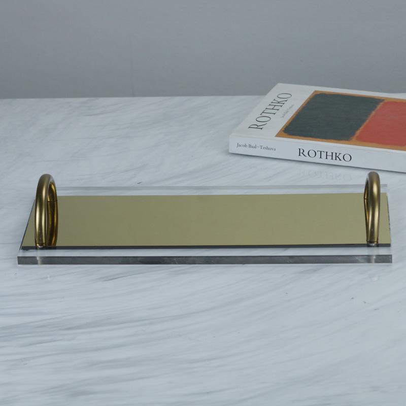 Простая современная прозрачная ручка из нержавеющей стали, длинный поднос, модель комнаты, гостиной, обеденного стола, журнального столика, подноса для хранения, украшений