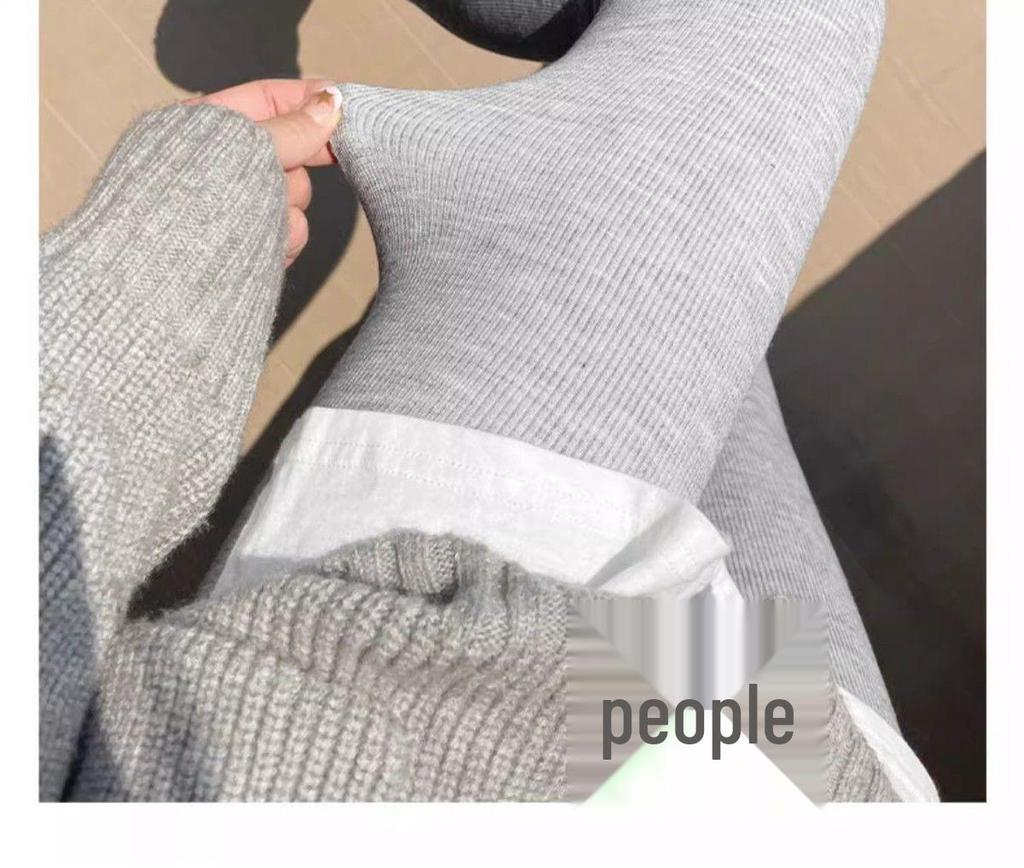 Женские леггинсы цвета овсянки с флисовой подкладкой: Теплые и стройнящие колготки осенне-зимнего уличного стиля для 2025 года