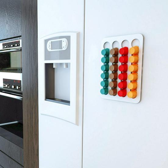 Стойка для хранения кофейных капсул, большая вместимость, многоуровневая конструкция, высокая несущая способность, легко чистится, держатель для кофейных капсул, настенный органайзер