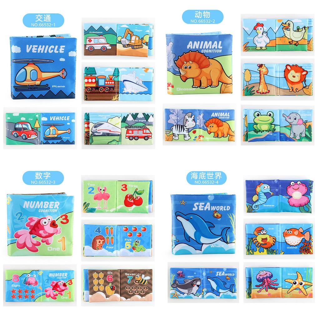 Мягкая тканевая книжка для малышей 0-3 лет, не рвущаяся, развивающая игрушка с шуршащей бумагой для младенцев и малышей