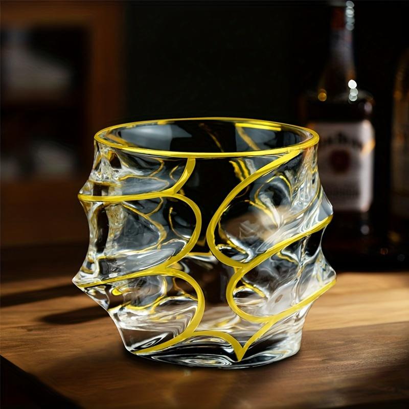Стакан для виски Золотая линия Бокалы для вина и виски Золотая роспись Хрустальная барная посуда Многофункциональный Бокал для пива, коктейлей, для дома, для воды, для кофе