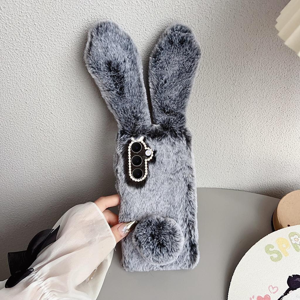 Плюшевый милый кролик зимний пушистый чехол для телефона из ТПУ для Samsung Galaxy S25 FE