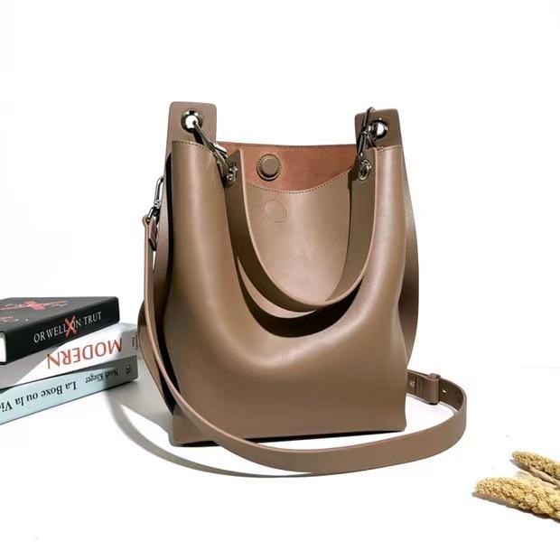 Новая сумка-ведро, нишевый дизайн, большая вместимость, сумка-тоут, универсальная кожаная сумка через плечо, женская сумка