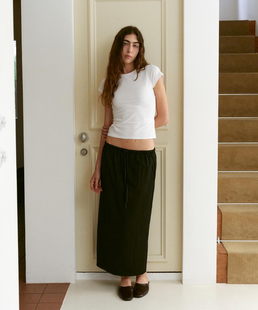 38 Come On Common Straight Long Banding Skirts (Black)