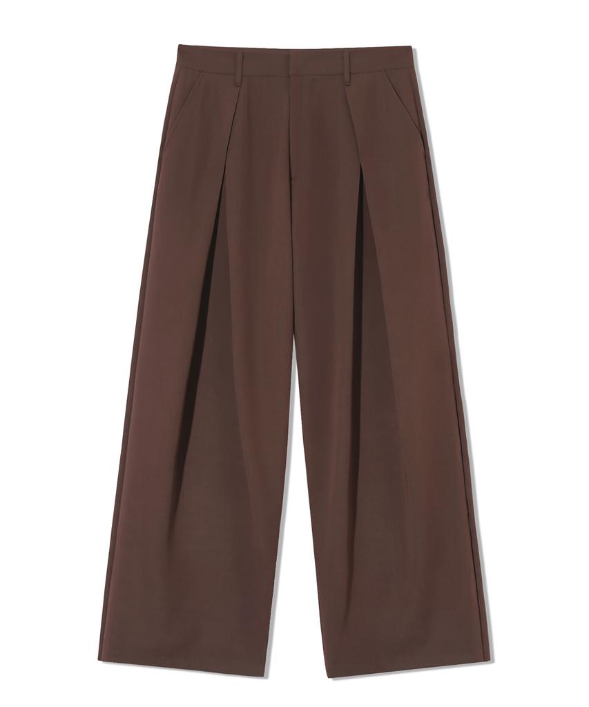 TRILLION Front V-Tuck Wide Slacks [Brown]