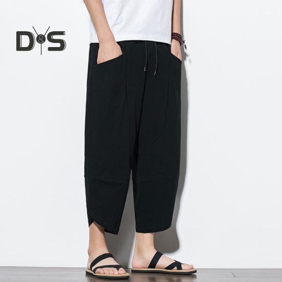 Дышащие мужские летние брюки, однотонные шикарные повседневные мужские летние брюки