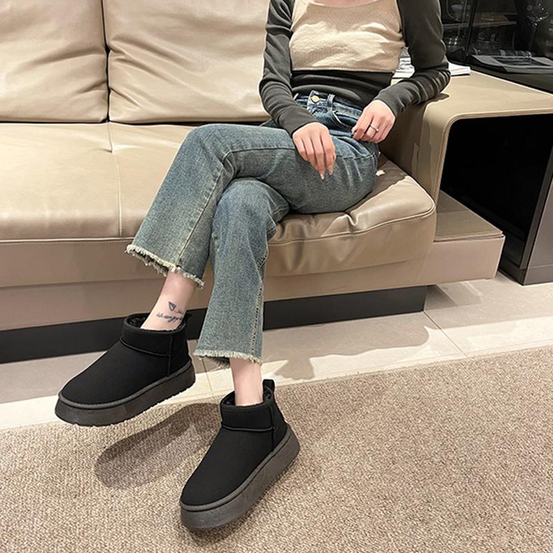 Осенние и зимние меховые зимние сапоги, женские меховые ботинки на толстой подошве, короткие сапоги на губчатой подошве