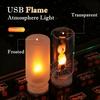 USB LED ночник типа пламени Матовое прозрачное стекло Мерцающая свеча Декоративное сенсорное управление Атмосферное освещение для автомобиля Домашняя лампа