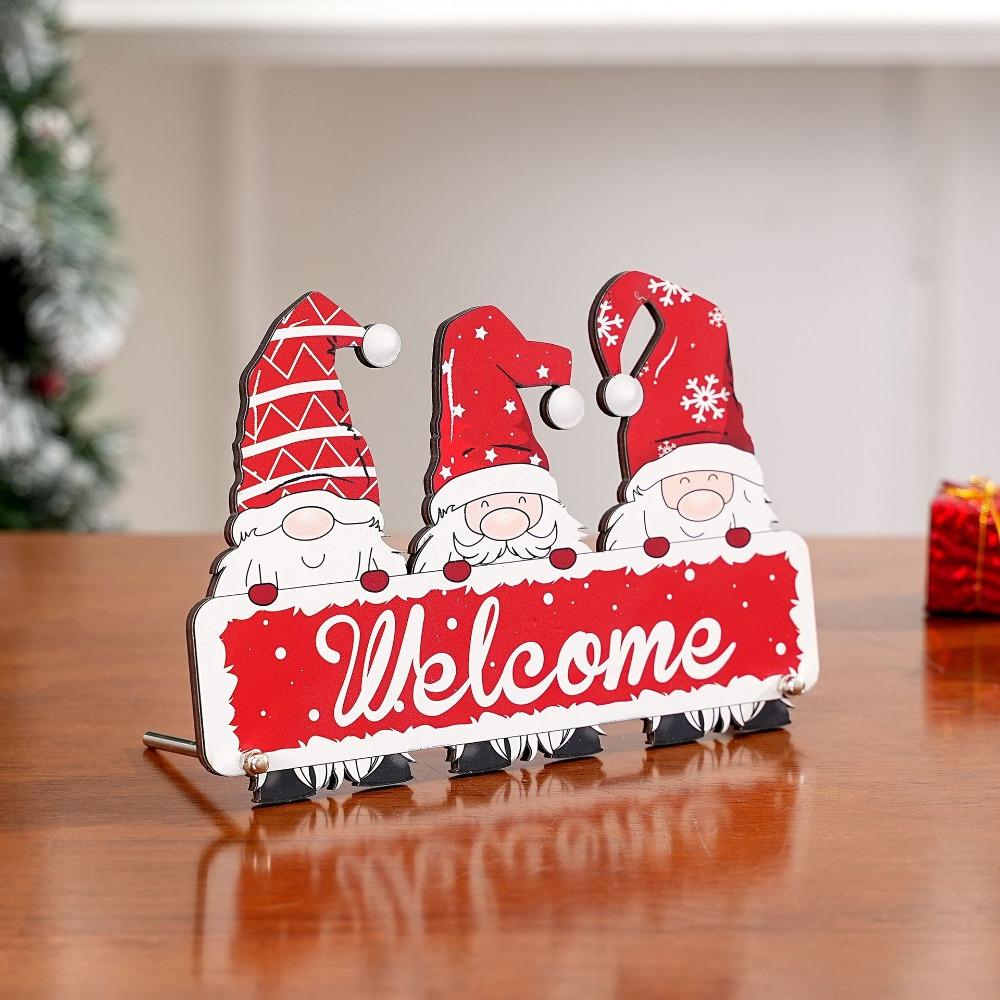 Креативное украшение на стол в виде рождественской елки, деревянная буква, рождественские таблички, табличка, поделка своими руками, настольная табличка с Санта-Клаусом, домашний декор