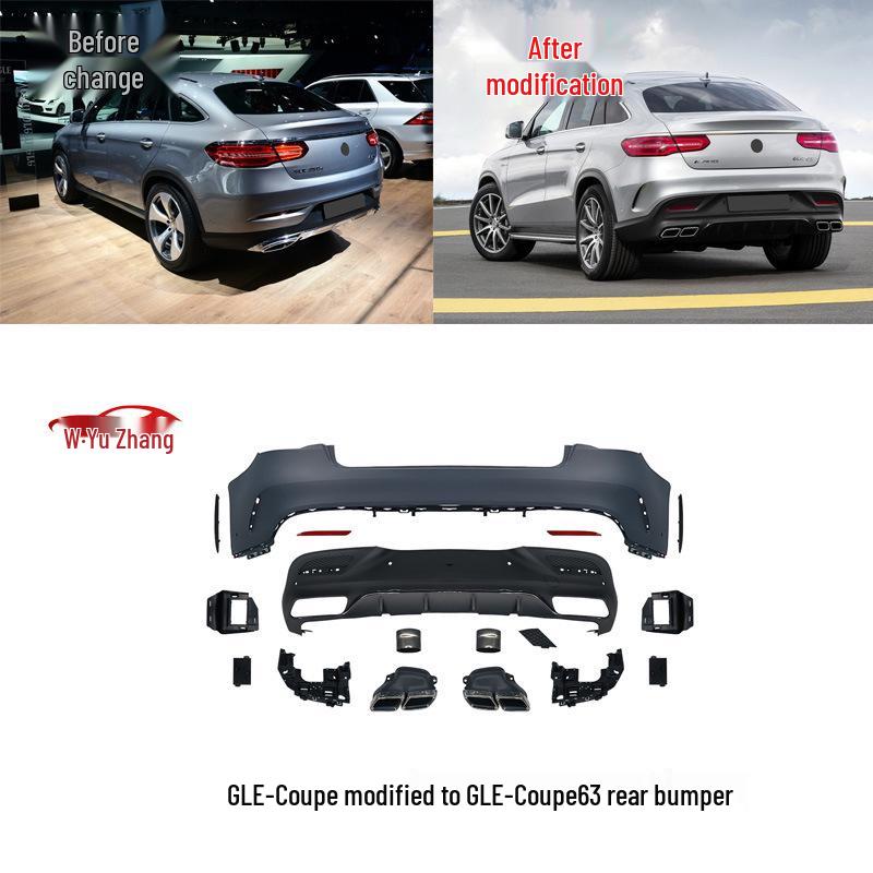 Fits Mercedes-Benz GLE166 Coupe to GLE-Coupe63: front bumper, rear bumper, and grille.