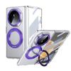 KEYSION Вращающийся на 360° магнитный чехол-подставка с кольцом для HONOR Magic V3, прозрачный жесткий чехол для ПК-телефона со стеклянным защитным экраном