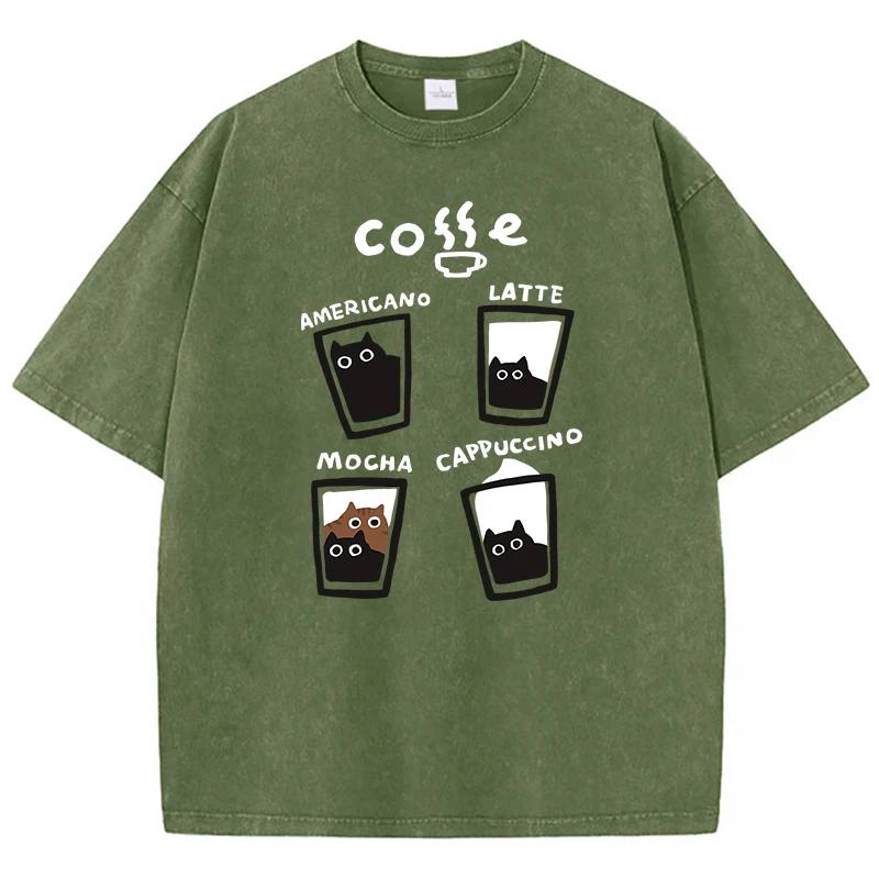 Футболки с четырьмя разными вкусами кофе, мужская футболка Vigor Art, оригинальная хлопковая футболка Normcore с круглым вырезом и короткими рукавами