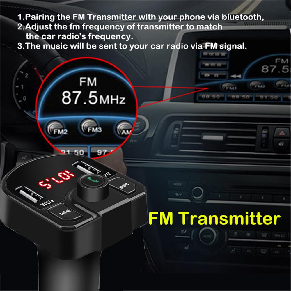 Bluetooth Fm Transmitter USB Aux Modulator Handsfree Car Kit Car Audio Mp3 Player 3.1A Fast Charge Dual Usb Car Charger Adapter