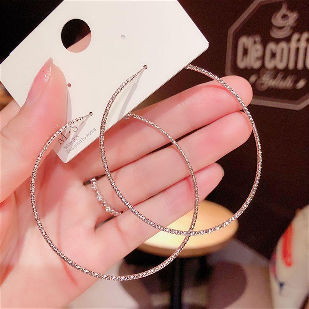 Big Circle Gorgeous Wedding Engagement Drop Dangle Stud Crystal Round Shape Round Hoop Earrings
