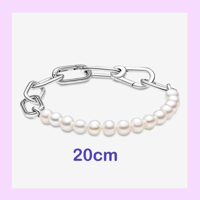 925 стерлингового серебра New Me кольцо бусина круглый соединитель шарм двойной Fit Me звено цепи жемчуг браслет ювелирные изделия