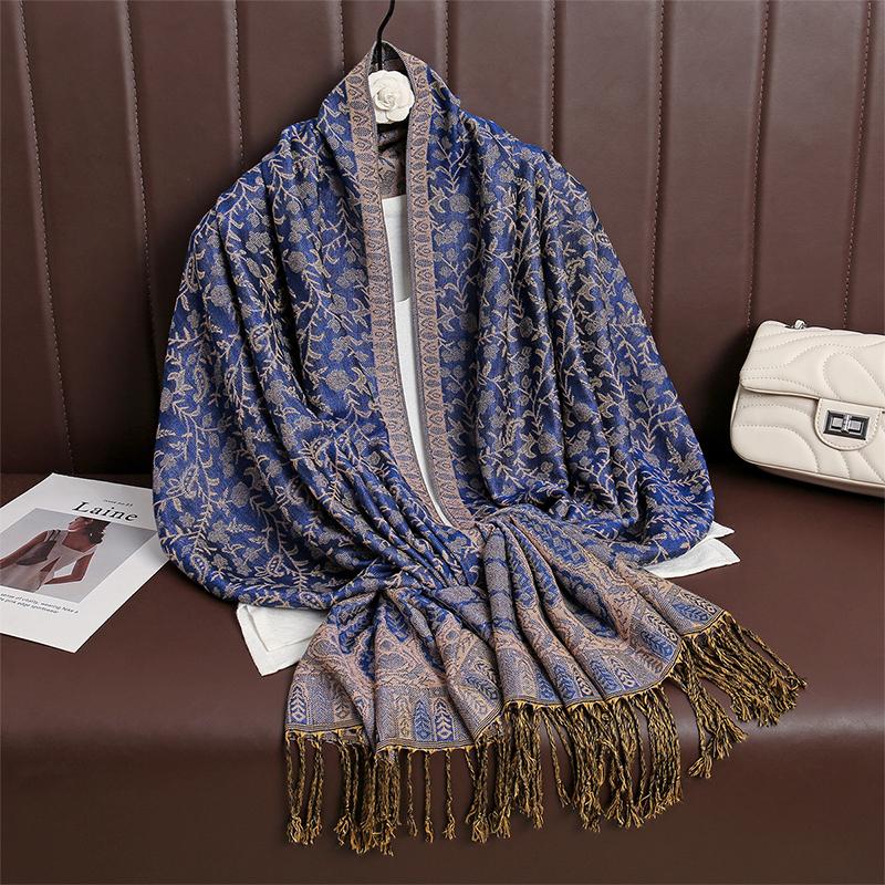 Пейсли Пашмина Шаль Шарф Женский Жаккардовый Кашемировый Принт Шарфы Цветы Бордюры Женский Кисточки Одеяло Накидки Этнические Шали