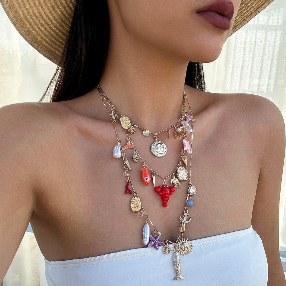 Exquisite Multilayer Necklace Elegant Cowboy Cowgirl Choker Fashion Colored Necklace  Beach