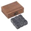 9Pcs Whisky Wine Chilling Stones Set Home Drink Chiller Stones Rocks Wooden Box Sesame Grey