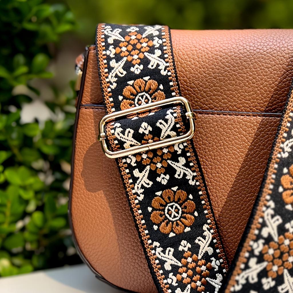 3.8cm Wide Retro Pattern Detachable Adjustable Shoulder Strap, for Crossbody Bag Handbag Tote Bag Travel Bag Waist Pack Camera Strap Replacement