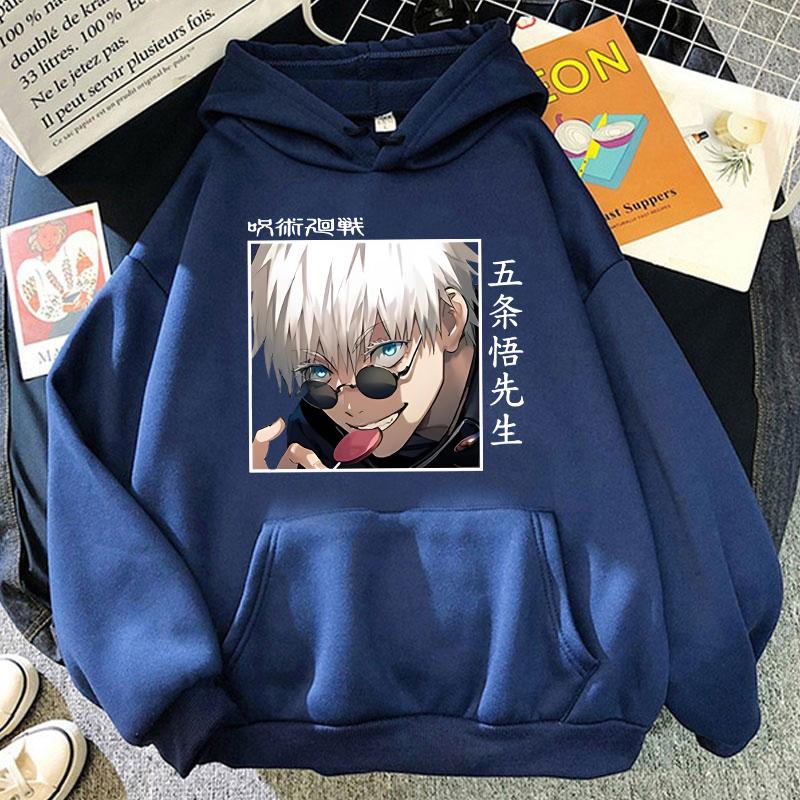 New Anime Hoodie Cool Gojo Satoru Printed Round Neck Long Sleeve Streetwear Men/Women Fashion Casual Loose Pullover Harajuku Top