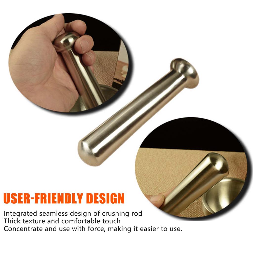 Small Mortar Mills Pestle Set Stainless Steel Sturdy and Durable Pounding Pot Food Grinder Easily Crush Medicine Pills Tablets