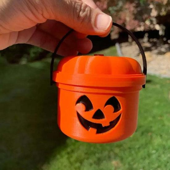 Ведро для тыквы на Хэллоуин Миниатюрный дизайн Тыква Оранжевое ведро Мини-контейнеры для хранения Праздничное украшение на Хэллоуин