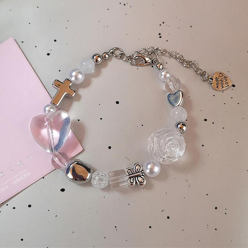 Готический Харадзюку милый Y2K ручной работы эстетический браслет с подвесками в виде сердца и звезды для женщин и девочек винтажные гранжевые эмо 2000-е аксессуары