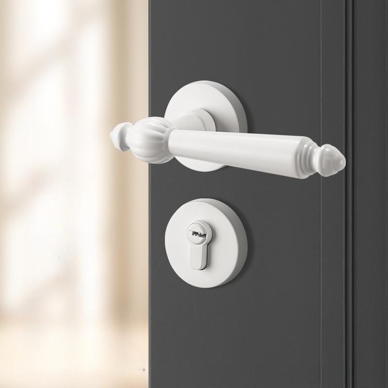 Vintage European Split Door Lock Handle Aluminum Zinc Alloy Silent Lever Lock With Keys Fit 35-45mm Bedroom Wooden Door Multi Color