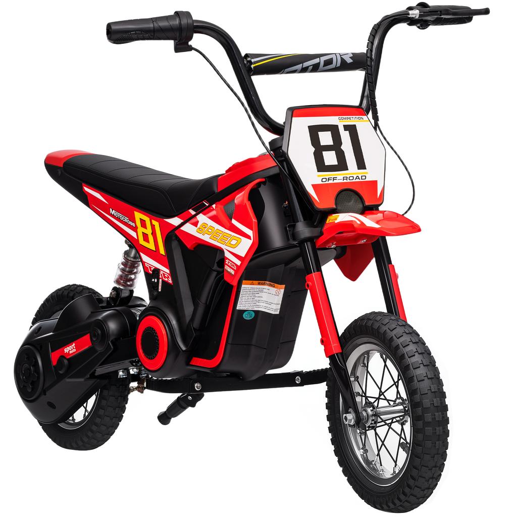 Kids Electric Motorbike, 24V Ride On Motorcycle with 3 Speeds and Rear Suspension, Dirt Bike for 8-12 Years Old, Red