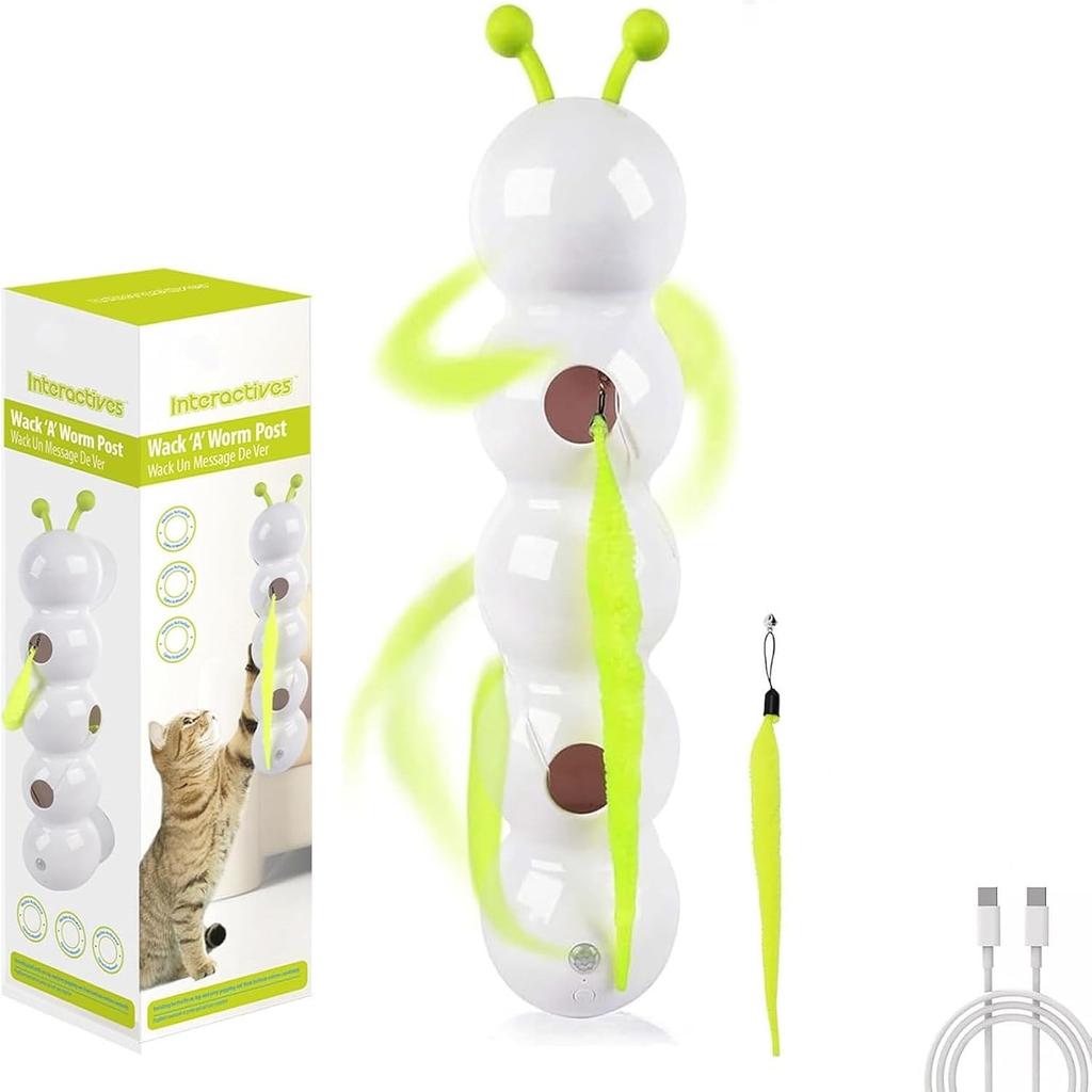 Intelligent Interactive Cat Toy Charging Worm Post Toy Motion Activated Cat Intelligent Toy with Tail Automatic Popping Hole