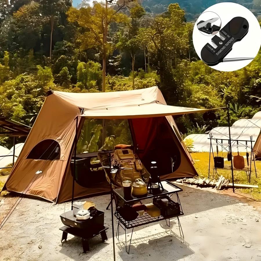 4-в-1 портативный точильный инструмент для кемпинга и пешего туризма. Ручной точильный инструмент. Многофункциональный. Не требует электричества.