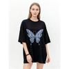 Oversized T Shirt Black Butterfly Print Destined For Greatness Graphic Tee Casual Streetwear Fashion Women Summer Top
